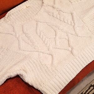 Anthropologie white cropped sweater. Size Large